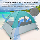 WhiteFang Beach Tent Anti-UV Portable Sun Shade Shelter for 3/4/6/8 Person, Extendable Floor with 3 Ventilating Mesh Windows Plus Carrying Bag, Stakes and Guy Lines by TinyTreasures Baby Boutique