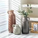 Ceramic Vases Set of 3, Neutral Rustic Farmhouse Vase with Handle, Decorative Flower Vases Home Decor Modern Boho Pampass Vase for Table Mantel Entryway Shelf Living Room Kitchen Bathroom - Brown by CozyNest Decor