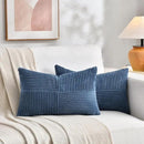 Fancy Homi 2 Packs Dusty Blue Long Lumbar Decorative Throw Pillow Covers 12x24 Inch for Couch Bed Sofa, Rustic Farmhouse Boho Home Decor, Soft Striped Corduroy Rectangle Accent Cushion Case 30x60 cm by CozyNest Decor