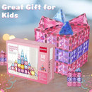 Pink Castle Magnetic Tiles for Kids Ages 3-8, 3D STEM Toys with Sparkling Building Blocks, Creative Educational Gift for Boys and Girls, Preschool Learning Toys for Birthday by TinyTreasures Baby Boutique