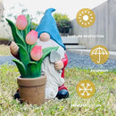 COWOS Garden Gnome Statue, Sculpture of a Dwarf Holding a Shovel and a Flower Pot, Solar Gnome Statues Outdoor Decor, Outside Lawn Patio Yard Ornament Gifts by CozyNest Decor