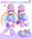 4-Pejiijar Rainbow Unicorn Kids Roller Skates for Girls Toddler Ages 2-4 5-8 8-12,Adjustable Roller Shoes with Luminous Wheels for Birthday Xmas Gifts by TinyTreasures Baby Boutique
