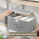 Storage Boxes, Collapsible Storage Bins with Lids, Cotton and linen cloth Storage Baskets with Handle, for Books, Closet, Bedroom, Home, 13x9.1x7.9 in, Grey by CozyNest Decor