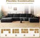 136" Sectional Couches for Living Room Modern Modular Sofa with L-Shape Couchs Upholstered Boneless Couch Deep Seat Sectional Couch with Chaise (Black, Left Facing Chaise+3Seaters+Ottoman) by CozyNest Decor