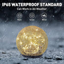 Garden Solar Lights Cracked Glass Ball Waterproof LED for Outdoor Decor Decorations Pathway Patio Yard Lawn, Warm White 2 Globe (4.7”) by GreenHaven Gardens