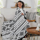 CASAAGUSTO Boho Throw Blanket - Black and White Decorative Blankets with Tassel, Printed Flannel Bohemian Blanket for Chair, Bed, Sofa, Couch(50 * 60, Black and White) by CozyNest Decor