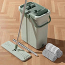 JOYMOOP Mop and Bucket with Wringer Set, Flat Squeeze Mop with Bucket (X-Large), Dust Mop for Wall Cleaner with Long Handle, Microfiber Mop - Green Bucket with 3 Reusable 15" Pads by CozyNest Decor