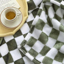 LOMAO Throw Blankets Flannel Blanket with Checkerboard Grid Pattern Soft Throw Blanket for Couch, Bed, Sofa Luxurious Warm and Cozy for All Seasons (Dark Olive, 60"x80") by CozyNest Decor