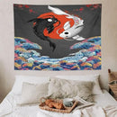 Houselerax Japanese Koi Fish Tapestries, Yin Yang Big Wave Cherry Blossom Tapestry Wall Hanging for Bedroom Living Room Office Decor 80"x60" by CozyNest Decor