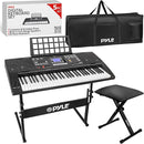 Pyle 61-Key Digital Karaoke Keyboard Piano – Portable Electronic Music Keyboard with Stand, Stool, Mic Input, Stereo Speakers, Record & Playback, Teaching Functions & Case Bag by TinyTreasures Baby Boutique