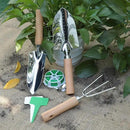 Garden Tool Set, 3 Pieces Gardening Kit with Garden Plant Twist Tie and Plastic Plant Tag, Stainless Steel Heavy Duty Garden Tools with Wooden Handle, Gardening Gifts for Women by GreenHaven Gardens