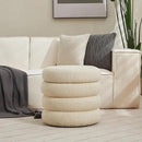 ONEVOG Round Storage Ottoman, 20" Small Ottomans Table with Removable Lid, Linen Fabric Soft Footrest Stools for Couch, Upholstered Stuffed Circle Seat for Living Room/Bedroom/Dorm/Vanity, Beige by CozyNest Decor