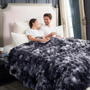 Cozy Bliss Faux Fur Throw Blanket for Couch, Fuzzy Soft Plush Thick Bubble Blanket for Sofa Bedroom Living Room, 90 * 90 Inches Tie Dye Black by CozyNest Decor