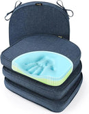 SUNROX Gel Memory Foam Chair Cushions, FadeShield Water-, Stain-Resistant Durable Reversible Seat Cushion Pads with Ties for Indoor/Outdoor Kitchen Dining Office, 19"x19", Set of 4, Heather Indigo by GreenHaven Gardens