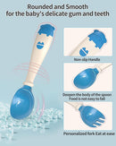 Deejoy Toddler Utensils, Self-feeding Flatware Set withTravel Case, Baby Spoons and Forks with Silicone Bendable Handle, Easy Grip Heat-Resistant, Ideal for Kids, Stage 2 (Blue) by TinyTreasures Baby Boutique