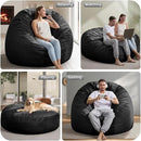 Hobestluk 6FT Bean Bag Chair Bean Bag Chairs for Adults Giant Bean Chairs with Velvet Cover, Memory Foam BeanBag Chair Fluffy BeanBag Chairs for Living Room, Bedroom- Black (70" x 70" x 15") by CozyNest Decor