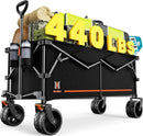 Navatiee 300L Extra Large Collapsible Wagon Cart Foldable, 48''L Extended Heavy Duty Folding Beach Wagon with 440LBS Weight Capacity and Big Wheels, Utility Garden Cart for Sports Camping by GreenHaven Gardens
