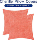 CaliTime Throw Pillow Covers Decorative 24 X 24 Inches Pack of 2 Cozy Chenille Cushion Cases for Couch Sofa Bed Living Room Home Living Coral by CozyNest Decor