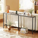 SUPERJARE 70 Inch Console Table with Outlet, Narrow Entryway Table for Living Room, Oak by CozyNest Decor