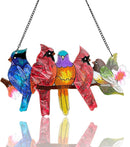 Stained Glass Window Hanging - Large Stained Glass Birds on Branch, Birds Sun Catchers Indoor Window with Chain and Hook Gifts for Bird Lover, Mom, Grandma, Stocking Stuffers for Women by TinyTreasures Baby Boutique