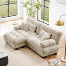 Modular Sectional Sofa, L Shaped Couch with Ottoman, 2 Seater Cloud Couch Small Couches for Small Spaces, Modern Deep Seat Sofa Living Room Oversized Loveseat W/Bolster Armrests 4 Pillows by CozyNest Decor