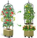 Raised Garden Bed Planter Box with Trellis, 71" Self-Watering Tomato Planter with Wheels for Climbing Vegetable and Plants, Tomato Cage Planters for Indoor Outdoor Patio Greenhouse Gardening (1Pack) by GreenHaven Gardens