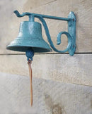 NACH Rustic Cast Iron Doorbell, Small Door Bells for Homes, Dinner Bell, Small Bell, Kitchen Door Bell, Turquoise Door Bell, 8.5x5x6.5 Inches, JS-90-091AT by GreenHaven Gardens
