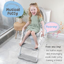 Musical & Sound Toddler Potty Training Seat w/Step Stool Ladder - Collapsible & Adjustable Toilet, Pre Assembled Toddler Toilet Seat w/Music & Sounds - Splash Guard & Anti-Slip Steps - Gray by TinyTreasures Baby Boutique