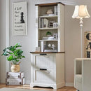 RedLemon Bookcase with 2 File Drawers, 72" Tall Farmhouse Bookshelf with Storage and Adjustable Shelves, 4 Tier Rustic Wood Bookshelf with Cabinet for Home Office, Living Room (Antique White) by CozyNest Decor