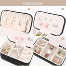 DesignSter Small Travel Jewelry Box with Double Zipper, 2 Layers PU Portable Jewelry Case for Women and Girls,Travel Jewelry Organizer for Rings, Earrings, Necklaces, Bracelets,Black by TinyTreasures Baby Boutique