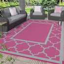 GENIMO 6' x 9' Outdoor Rug Waterproof for Patio Decor, Foldable Reversible Plastic Straw Area Rugs Mat for Camper, Outside Carpet for Rv, Deck, Porch, Picnic, Beach, Balcony, Pink & Grey by CozyNest Decor