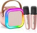 【2025 Newest】 Mini Karaoke Machine for Kids Girls & Boys - Portable Bluetooth Speaker with 2 Wireless Microphones - Kids Birthday Gifts for Ages 4-10 - Kids' Instrument Accessories - Rose Gold by TinyTreasures Baby Boutique
