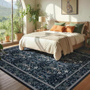 Joydeco Floral Living Room Rugs, Washable Large Bedroom Rug 8x10 Under Bed Non Slip, Soft Forest Botanical Low-Pile Floor Indoor Throw Carpet for Dining Table Home Office, Blue-Black by TinyTreasures Baby Boutique