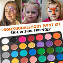 Maydear Face Painting Kit for Kids, 32 Colors Water Based Makeup Palette with Stencils, Glitters, Rainbow Split Cake, Hair Dye Clips, for Parties, Halloween, Safe Professional Face Body Paint Kit by TinyTreasures Baby Boutique