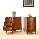 Set of 2 Solid Wood End Table with 3 Drawers, Fully Assembled Nightstand with Sliding Shelf, Pre-Assembled Vintage Wooden Beside Tables In Cherry Brown for Small Space,13.4*22.4*22.6in by CozyNest Decor