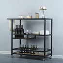 Bar and Serving Cart Industrial & Modern Rustic Rolling Bar and Serving Cart,3-Tiered Wood & Metal Kitchen Bar Cart Island with Wheels,Move Storage Coffee/Wine Island Shelf,Black by CozyNest Decor