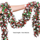 50 Feet Green Red Christmas Metallic Tinsel Twist Hanging Garland with Snowflake for Home Mantle Xmas Tree Staircase Railing New Year Holiday Party Indoor Outdoor Decorations by CozyNest Decor