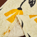DaDa Bedding Botanical Floral Dining Table Placemats - Set of 4-Pieces Quilted Ivory with Yellow Fleur Golden Orange Spring Time Tulips - 13 x 19