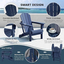 Westin Outdoors Laguna WO Outdoor Adirondack Folding Patio Chairs 8 PCS Set Retro Beach Aesthetic for Backyard, Lawn, Patio, Deck, Garden, Weather Resistant Polyethylene Plastic Lounger (Navy Blue) by GreenHaven Gardens
