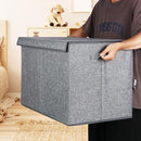 popoly 122L Large Toy Chest Box with Lid, Foldable Toy Storage Organizer Bin Boxes with Removable Divider for Kids, Boys, Girls, Nursery, Playroom, 26"x17" x17"(Linen Gray) by TinyTreasures Baby Boutique