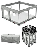 Foldable Baby Playpen with Non-Removable Thick Mat, Extra Large Collapsible Play Yard for Babies & Toddlers, Portable Travel Playpen with Gate, Safe Activity Center (51"×51" Grey) by TinyTreasures Baby Boutique