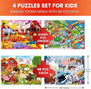 QUOKKA Puzzles for Kids Ages 4-6 – 4 x 48 Pieces Jigsaw Puzzles for Toddlers 2-4 – Children's Game Ages 3-5 for Learning Farm Animals – Educational Preschool Toy for Boys and Girls 4-8 Years Old by TinyTreasures Baby Boutique
