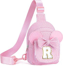 Pink Crossbody Bag, Gifts for Little Girl, Birthday Gifts for 3 4 5 6 7 8 9 Year Old Girls Gift Ideas, Birthday Gift for Girl Kids, Small Initial Belt Bag (Pink R) by TinyTreasures Baby Boutique