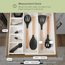 Adjustable Kitchen Drawer Organizer for Utensils and Junk, Food-Safe Contract Grade with 100% Sustainable Wood, Expandable from 10.5 to 19 Inches Wide - White Bamboo by CozyNest Decor