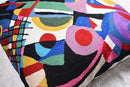 Kandinsky Impulse Modern Decorative Pillow Cover Black Abstract Toss Pillowcase Farmhouse Chair Cushion Contemporary Pillow Mid-Century Chair Cushions Hand Embroidered Pillow Wool Size 18x18 by CozyNest Decor