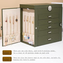 BOOVO Jewelry Box For women, 6 Layer Large Jewelry Organizer With Mirror, Multi-Function Storage Box With Lock, Accessory Holder With 5 Drawers, For Earrings Necklace Ring Bracelet (Army green) by TinyTreasures Baby Boutique