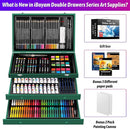 iBayam Art Kit for Kids Teens Teenage Adult, 195-Pack Drawing Coloring Sketching Art Supplies Set for Cards Rocks Eggs Canvas Ceramic Wood Anime, with Canvases, Sketchbooks, Watercolor & Acrylic Pads by TinyTreasures Baby Boutique