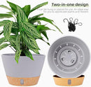 QCQHDU 2 Pack Hanging Planters for Indoor Outdoor Plants, 8 Inch Hanging Baskets Flower Pots with Reservoir Tray & Visible Water-Level by CozyNest Decor