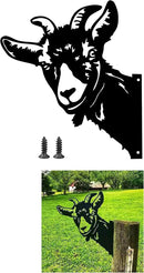 Peeping Goat Metal Art Farm Garden Decor Garden Fence Decoration Outdoor Decoration for Farmhouse,Yard,Lawn by GreenHaven Gardens