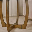 PADMA HOUSE Round Wood End Table with Curved Legs, Drum Circle Side Table with Snowflake Tabletop, Rounded Wooden Sofa Side Table, Brown Walnut Wood Tabletop & Legs 23.6" x 21.7" by CozyNest Decor